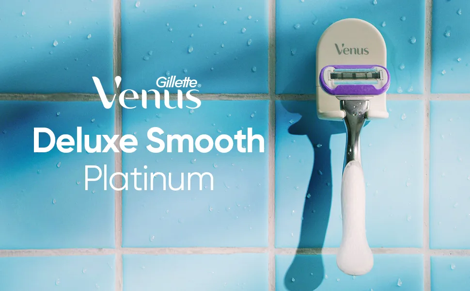 Gillette Venus Deluxe Smooth Platinum Women's Razor, Includes 1 Handle, 1 Razor Blade Refill Handle + 1 Refill - Gillette Venus Deluxe Smooth Platinum
