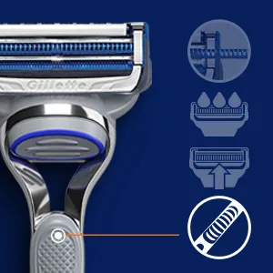 Gillette SkinGuard Razors for Men, Includes 1 Gillette Razor, 2 Razor Blade Refills with Precision Trimmer, Designed for Men with Skin Irritation and Razor Bumps SkinGuard 1 Handle + 2 Refills - Ergonomic Handle
