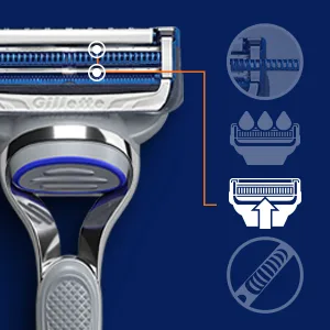 Gillette SkinGuard Razors for Men, Includes 1 Gillette Razor, 2 Razor Blade Refills with Precision Trimmer, Designed for Men with Skin Irritation and Razor Bumps SkinGuard 1 Handle + 2 Refills - Two Low Cutting Force Blades