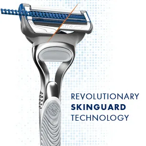 Gillette SkinGuard Razors for Men, 1 Gillette Razor, 4 Razor Blade Refills, Designed for Men with Skin Irritation and Razor Bumps 1 Razor + 4 Refills - Revolutionary