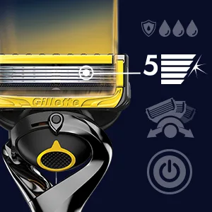 Gillette ProGlide Shield Power Men's Razor Handle + 1 Blade Refill Proshield Handle + 1 Refills - 5 Anti-Friction Blades