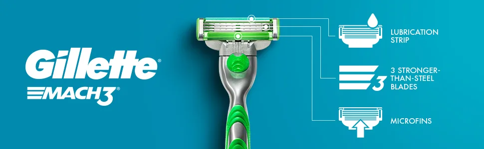 Gillette Mach3 Sensitive Mens Razor Blade Refills, 20 Count, Designed for Sensitive Skin 20 Refills - Mach3 Gillette Lubrication Strip, 3 Stronger-Than-Steel Blades, Microfins