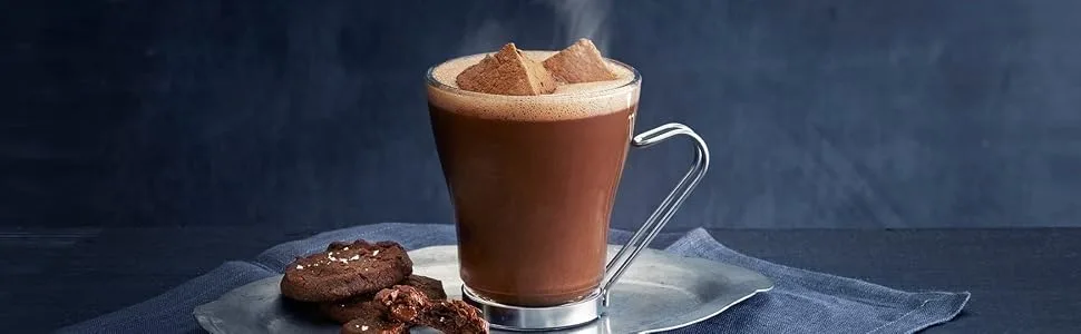 Ghirardelli Double Chocolate Hot Cocoa Mix, 0.85 oz Packets (Pack of 25) with By The Cup Cocoa Scoop - banner