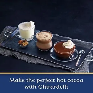Ghirardelli Double Chocolate Hot Cocoa Mix, 0.85 oz Packets (Pack of 25) with By The Cup Cocoa Scoop - lifestyle 1