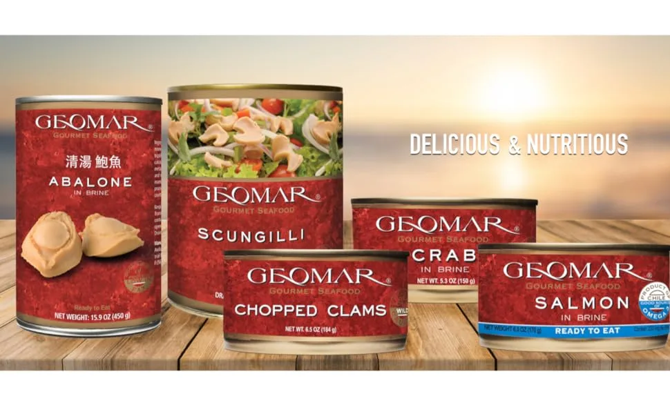 GEOMAR Locos (Chilean Abalone) in Brine - Sustainable - Ready-to-Eat - 3 Pieces per Can (15 oz) - coleccion