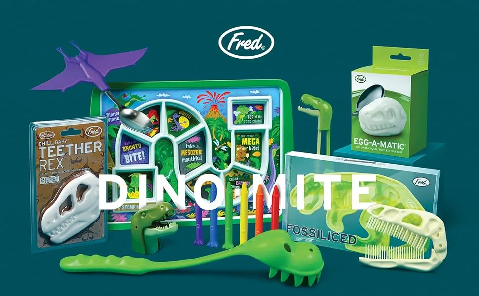 Genuine Fred Bonehead Folding Brush & Comb - fred, fred & friends, genuine fred, dinosaur, dino, fossil, t-rex, dinosaur party, boy, gift