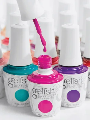 Gelish Mini Basix Gel Easy Soak Off LED Lamp Nail Polish Kit w/ Color Set, 15 mL - brush nail