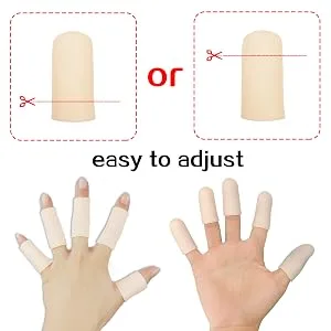 Gel Finger Cots, Finger Protector Support(14 PCS) NEW MATERIAL Finger Sleeves Great for Trigger Finger, Hand Eczema, Finger Cracking, Finger Arthritis and More. (10pcs Long + 4pcs Short) - EASY CUT