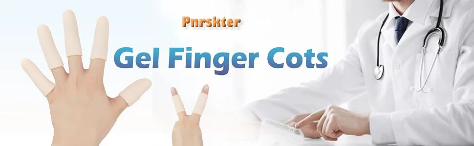 Gel Finger Cots, Finger Protector Support(14 PCS) NEW MATERIAL Finger Sleeves Great for Trigger Finger, Hand Eczema, Finger Cracking, Finger Arthritis and More. (10pcs Long + 4pcs Short) - finger cot 1