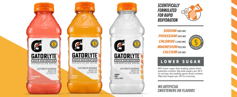 Gatorlyte Rapid Rehydration Electrolyte Beverage, 3 Flavor Variety Pack, 20oz Bottles (12 Pack) 3-Flavor Variety Pack - gatorlyte