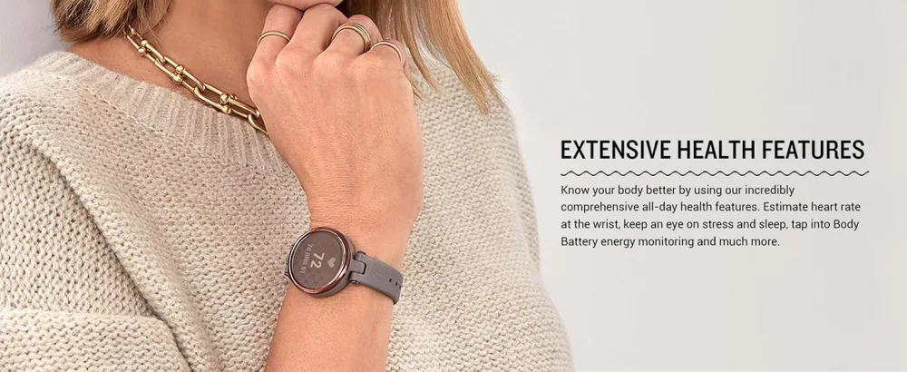 Garmin Lily, Small Smartwatch with Touchscreen and Patterned Lens, Rose Gold and Light Tan Rose Gold and Light Tan Sport Smartwatch - Garmin Lily