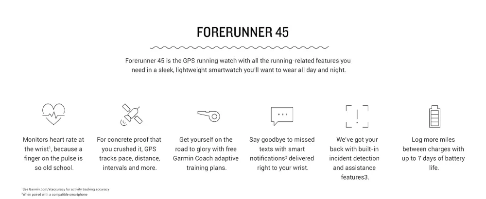 Garmin Forerunner 45, 42mm Easy-to-use GPS Running Watch with Coach Free Training Plan Support, Black Black 45 Watch - Garmin Forerunner 45