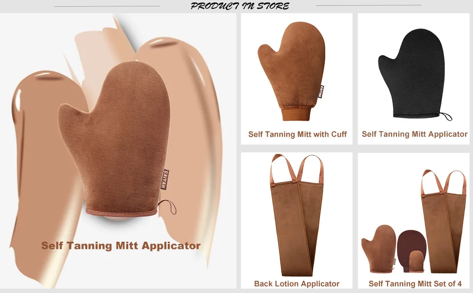GAIYAH Self Tanning Mitt Applicator Self Tanner Mitt Applicator Tanning Mitts Self Tanner With Thumb Ultra Soft Tanning Glove For Self Tan Mitt Applicator Tan Mitt-Brown - Self Tanning Applicator