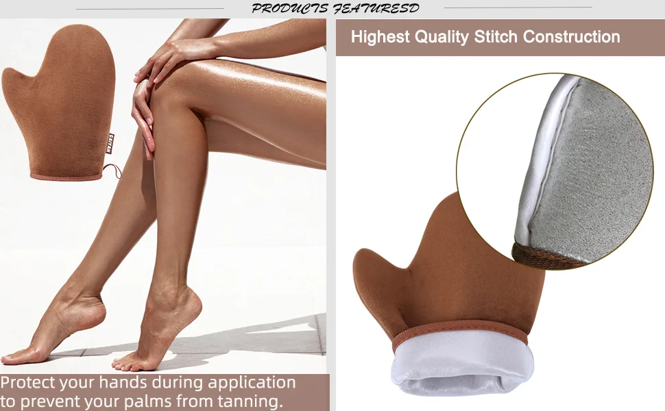 GAIYAH Self Tanning Mitt Applicator Self Tanner Mitt Applicator Tanning Mitts Self Tanner With Thumb Ultra Soft Tanning Glove For Self Tan Mitt Applicator Tan Mitt-Brown - self tanning applicator