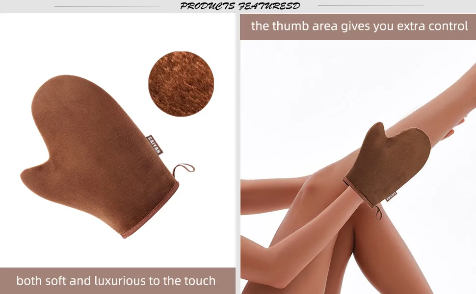 GAIYAH Self Tanning Mitt Applicator Self Tanner Mitt Applicator Tanning Mitts Self Tanner With Thumb Ultra Soft Tanning Glove For Self Tan Mitt Applicator Tan Mitt-Brown - Self tanning mitt