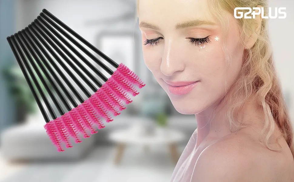 G2Plus Disposable Eyelash Mascara Brushes Wands Applicator Makeup Kits 100 Pack Rose - disposable eyelash brushes