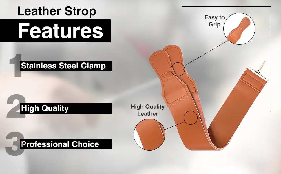 G.B.S Straight Razor Leather Strop Sharpening Strap 2.5" X 23.5" Grain Cowhide- Dual Straps with Swivel Used for Sharpening Razor, Knifes & Kitchen Cutlery Clip, Keeps Your Blade Sharp - SPN-T2G G.B.S Straight Razor Leather Strop Sharpening Strap 2.5