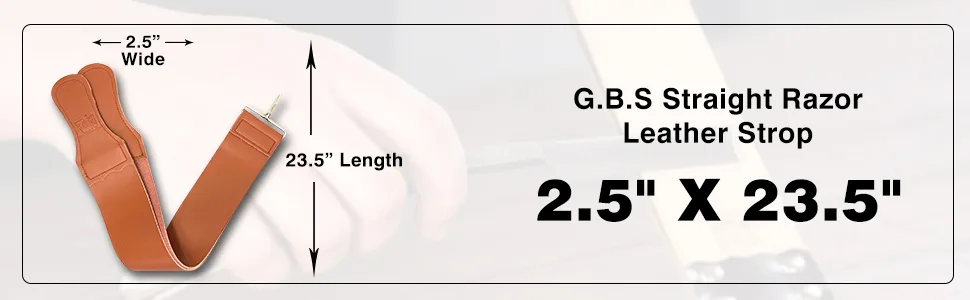 G.B.S Straight Razor Leather Strop Sharpening Strap 2.5" X 23.5" Grain Cowhide- Dual Straps with Swivel Used for Sharpening Razor, Knifes & Kitchen Cutlery Clip, Keeps Your Blade Sharp - SPN-T2G G.B.S Straight Razor Leather Strop Sharpening Strap 2.5