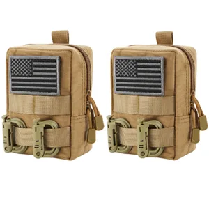 FRTKK 2 Pack Molle Pouches - Tactical Compact Water-Resistant EDC Pouch Bag Small Utility Pouch 2 Pack-Black - product information 3
