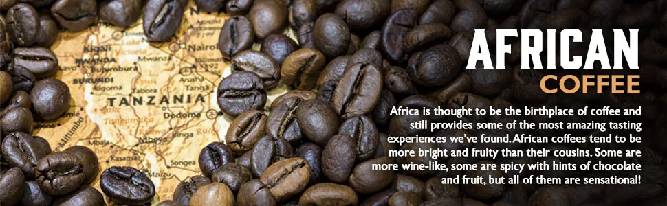 Fresh Roasted Coffee, Unroasted Tanzanian Peaberry, Kosher, 5 Pound Tanzanian Peaberry 5 Pound (Pack of 1) - tanzania banner