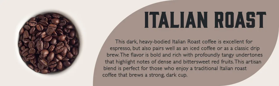Fresh Roasted Coffee, Italian Roast, 5 lb (80 oz), Dark, Kosher, Whole Bean Italian Roast 5 Pound (Pack of 1) - Italian Roast description