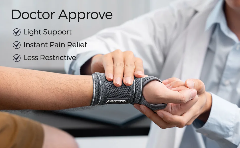 FREETOO Wrist Brace for Carpal Tunnel Relief Light Support, - Compression Wrist Support for Workout Women Men, Adjustable Wrist Guards Fit Right Left Hand for Work Arthritis Tendonitis Gray - product information 5