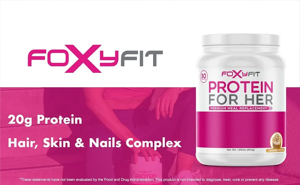 FoxyFit Protein for Her, Vanilla Cupcake Whey Protein Powder with CLA and Biotin for a Healthy Glow (1.85 lbs) - protein for her header