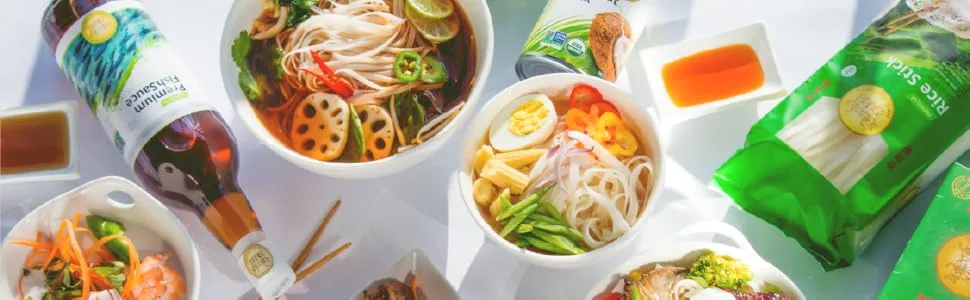 Four Elephants Premium Fish Sauce 25 Ounce Certified Non-GMO and Gluten Free (1 Pack) - Authenticity - A table full or Asian Meals prepared using our products.