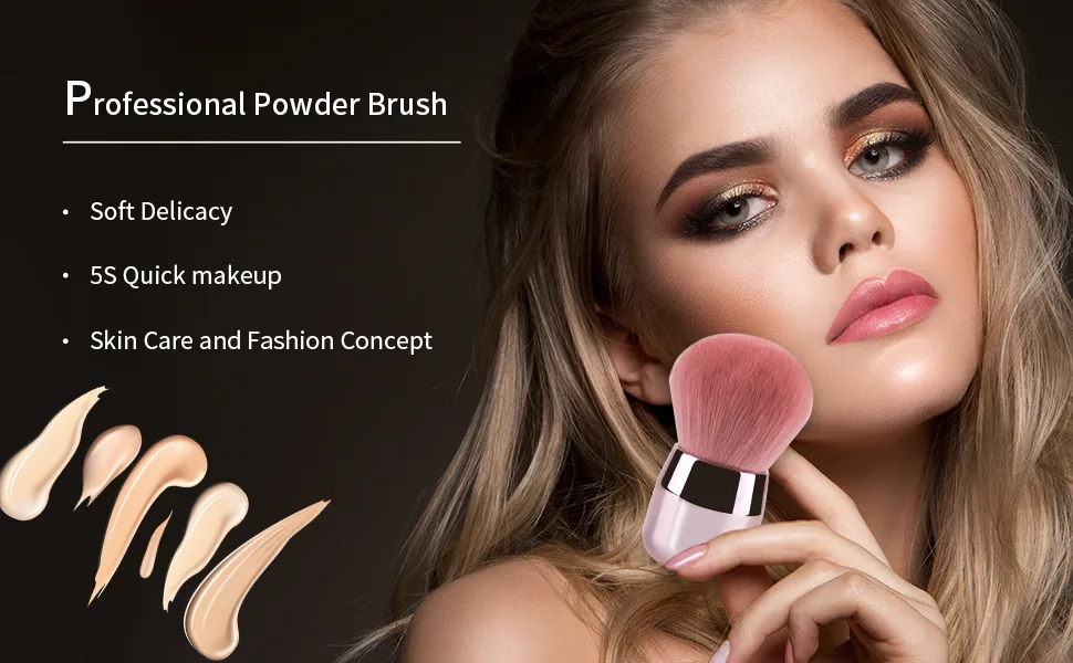 Foundation Brush,Daubigny Large Pink Powder Brush Flat Arched Premium Durable Kabuki Makeup Brush Perfect For Blending Liquid,Cream and Flawless Powder,Buffing, Blending,Concealer  - powder brush foundation brush makeup brush