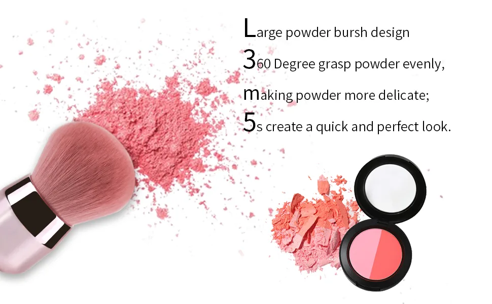 Foundation Brush,Daubigny Large Pink Powder Brush Flat Arched Premium Durable Kabuki Makeup Brush Perfect For Blending Liquid,Cream and Flawless Powder,Buffing, Blending,Concealer  - powder brush foundation brush makeup brush