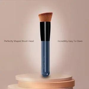 Foundation Brush, Flat Top Kabuki Foundation Brush for Liquid Makeup, Cream, Powder, Travel Size Face Foundation Blending Makeup Brushes (131) blue foundation brush - easy clean