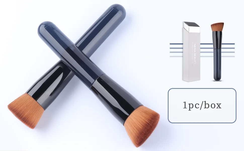Foundation Brush, Flat Top Kabuki Foundation Brush for Liquid Makeup, Cream, Powder, Travel Size Face Foundation Blending Makeup Brushes (131) blue foundation brush - foundation brush show
