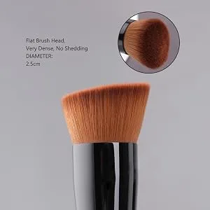 Foundation Brush, Flat Top Kabuki Foundation Brush for Liquid Makeup, Cream, Powder, Travel Size Face Foundation Blending Makeup Brushes (131) blue foundation brush - head