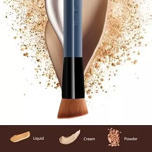 Foundation Brush, Flat Top Kabuki Foundation Brush for Liquid Makeup, Cream, Powder, Travel Size Face Foundation Blending Makeup Brushes (131) blue foundation brush - liquid