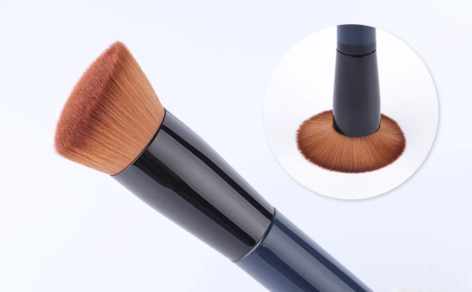 Foundation Brush, Flat Top Kabuki Foundation Brush for Liquid Makeup, Cream, Powder, Travel Size Face Foundation Blending Makeup Brushes (131) blue foundation brush - shape