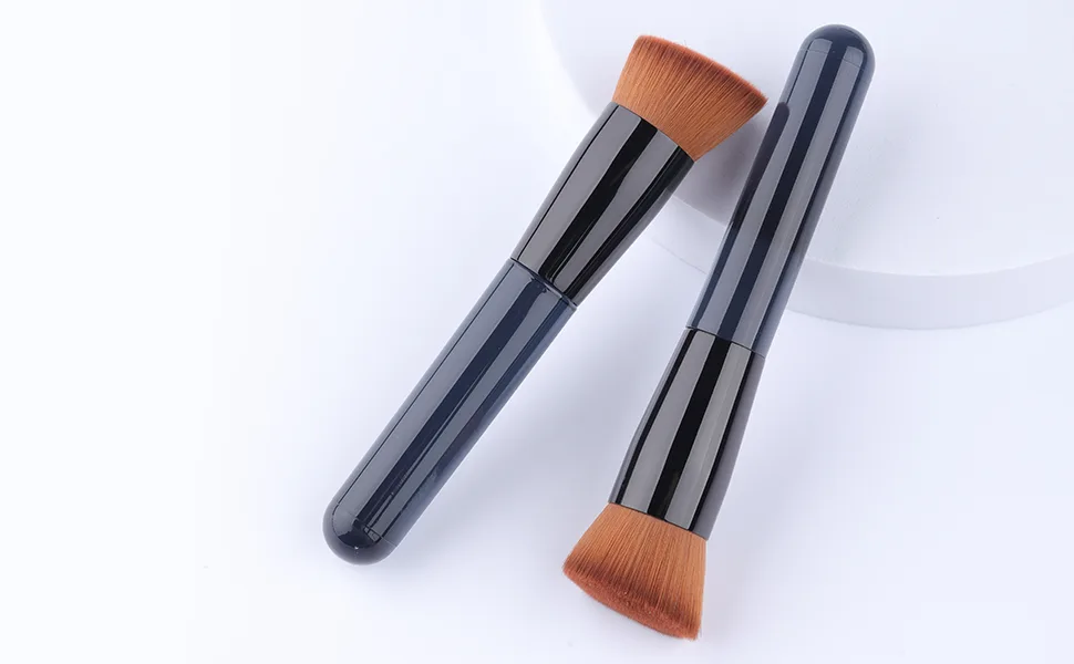 Foundation Brush, Flat Top Kabuki Foundation Brush for Liquid Makeup, Cream, Powder, Travel Size Face Foundation Blending Makeup Brushes (131) blue foundation brush - travel size