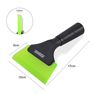 FOSHIO Small Squeegee with 5 Inch Green Rubber Blade Mini Wiper Window Tinting Tools for Mirror Glass Window Cleaner with Non-Slip Handle - silicone squeegee, glass squeegee, squigeey, squeegy for cleaning shower, shower squeegee for tile,