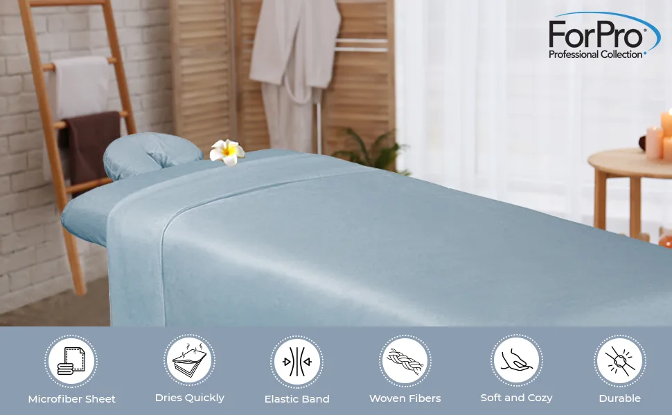 ForPro Premium Microfiber 3-Piece Massage Sheet Set, Ultra-Light, Stain and Wrinkle-Resistant, Includes Flat Sheet, Fitted Sheet and Face Rest Cover, Cool Grey - product information 7