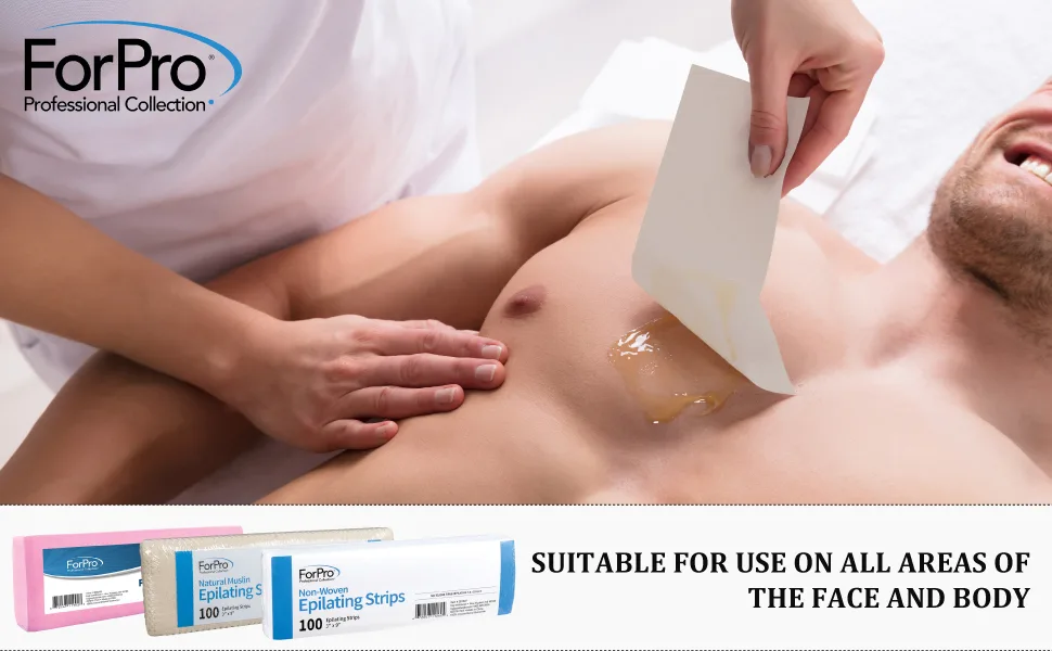 ForPro Natural Muslin Epilating Strips, Tear-Resistant, Pre-Cut Strips for Hair Removal, 3 W x 9 L, 100-Count - ForPro