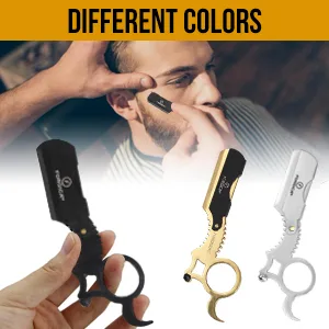 FORGICA-Barber Straight Razor Professional Straight Edge Razor for Men 100 Derby Blades - Single Ring Barber Razor Compatible with Double Edge Blade Beard Shaping tool, Titanium Beard Shaper (Black) - color