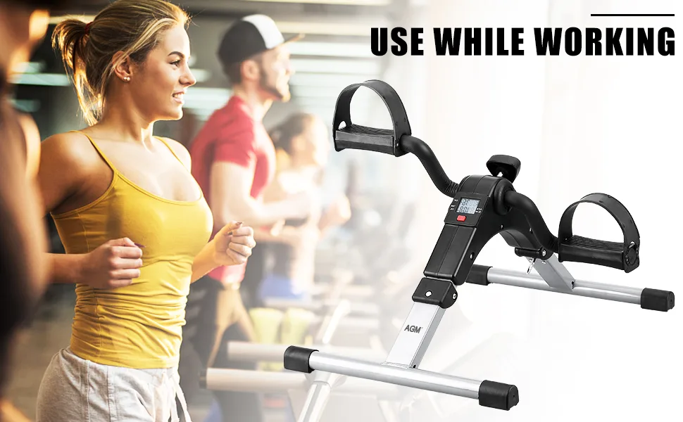 Folding Pedal Exerciser, Mini Exercise Bike Under Desk Bike Foot Pedal Exerciser, Foot Hand Cycle Portable Peddler Machine Bicycle Exerciser Arm Leg Exerciser while Sitting (Silver) - product information 1