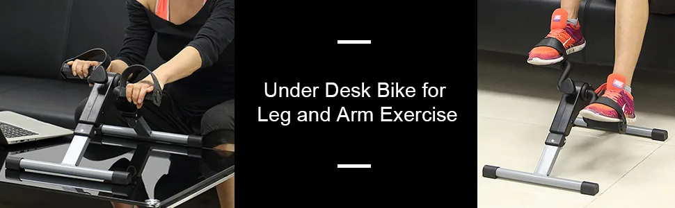 Folding Pedal Exerciser, Mini Exercise Bike Under Desk Bike Foot Pedal Exerciser, Foot Hand Cycle Portable Peddler Machine Bicycle Exerciser Arm Leg Exerciser while Sitting (Silver) - product information 2