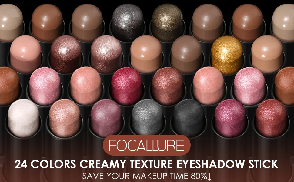 FOCALLURE 2 Pcs Shimmer Cream Eyeshadow Stick,Brightener Eyeshadow Pencil Crayon,Highlighter Eye Shadow Stick Sets with Crease-proof Formula,Long Lasting Waterproof Eye Shadow Make Up(Twilight) - Creamy texture eyeshadow stick