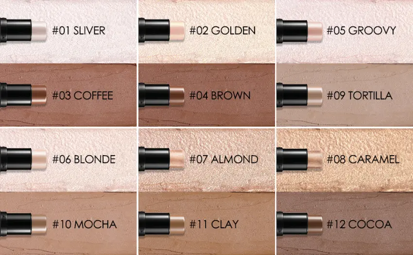 FOCALLURE 2 Pcs Mineral Cream Contour Stick,Moisturize Highlighter and Bronzer Pen,Non Stick Face Brightens & Shades Pencil,Long Lasting & Smooth Gliding Face Illuminator Makeup,Light-medium - high pigment highlighter and bronzer stick set