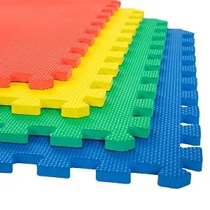 Foam Flooring Tiles  Interlocking EVA Foam Padding  Non-Toxic 8-Piece Play Mat for Toddlers, Babies, or Kids by Stalwart (Multi-Colored) - product information 4