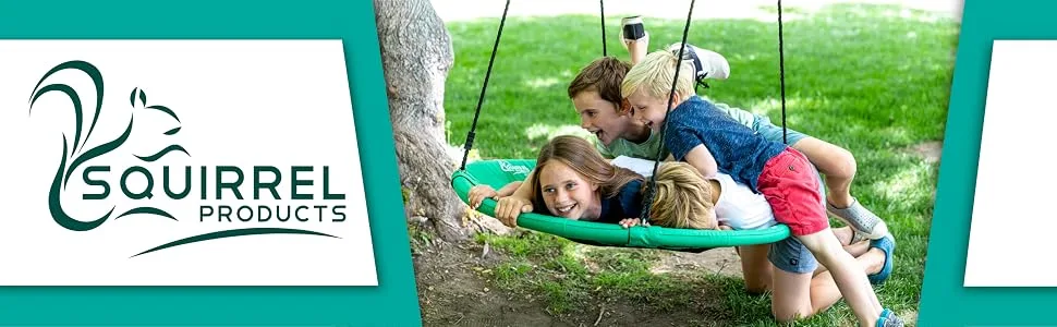 Flying Squirrel Giant Rope Swing - 40" Saucer Tree Swing- Additions & Replacements for Active Outdoor Play Equipment - Green - Squirrel Products