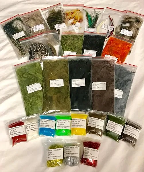 Fly Tying Material Feather and Dubbing Bulk Starter Kit - product information 1