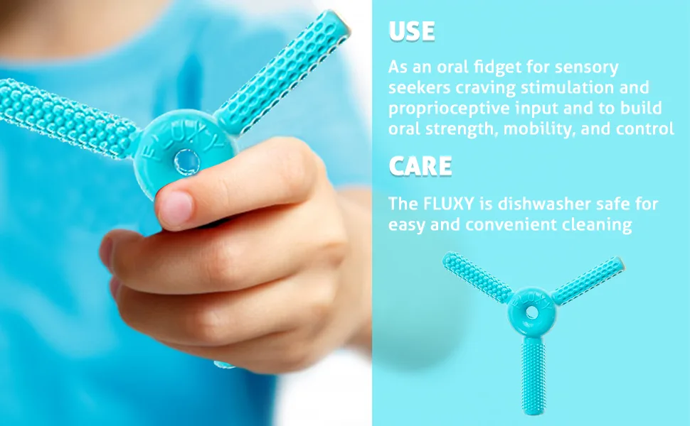 FLUXY Oral Motor Tool Therapy Sensory Motor Aid with 3 Unique Textures Blue - FLUXY
