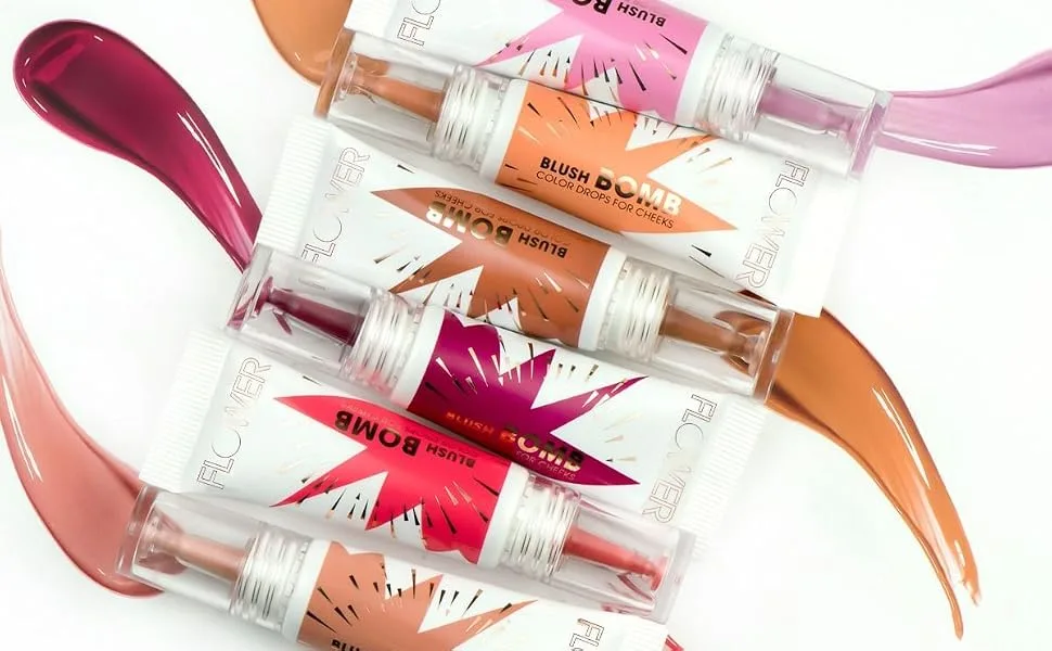 FLOWER BEAUTY Blush Bomb Color Drops for Cheeks | Liquid Gel Cream Blusher Makeup | Multiple Beauty Awards | Lightweight Radiance (Nectar) - Blush Bomb
