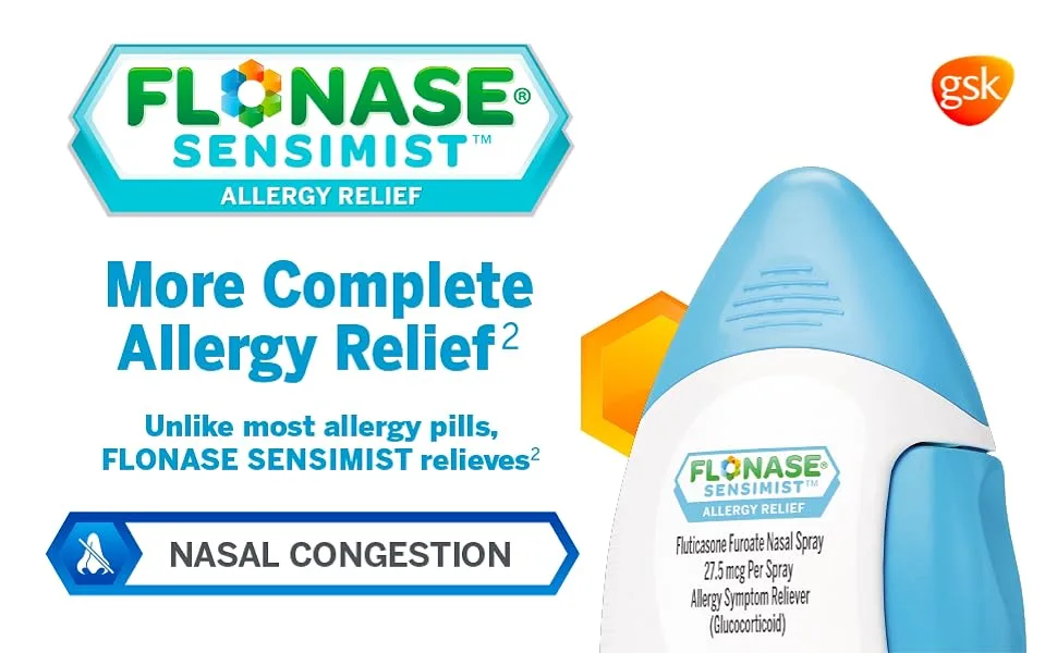 Flonase Sensimist Allergy Relief Nasal Spray Non Drowsy Allergy Medication, Gentle Mist - 60 Sprays - Module 1